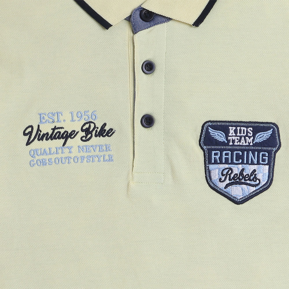 Victor and Jane Junior Boys Polo T-Shirt with Embroidered Label - Yellow