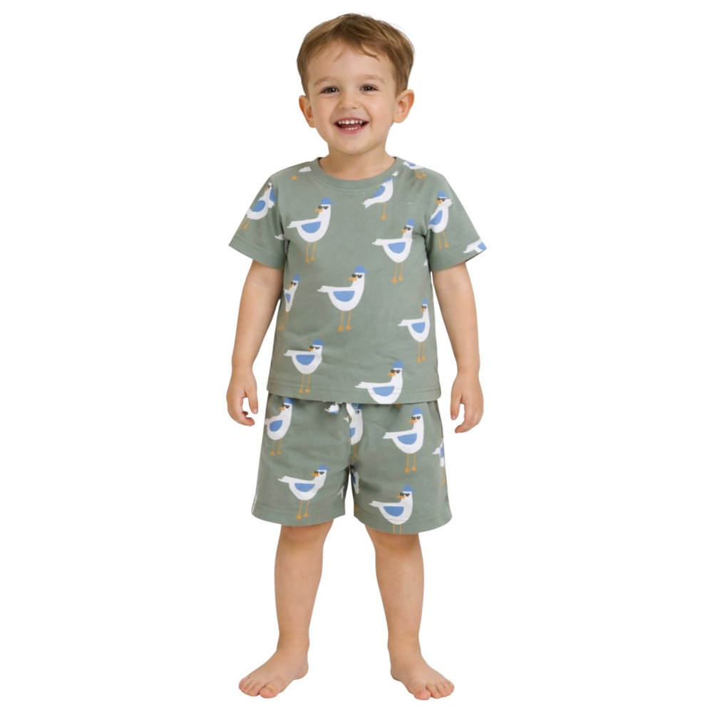Victor and Jane Infant Boys Bird Print T-Shirt & Shorts - Multicolor - 2 Pcs