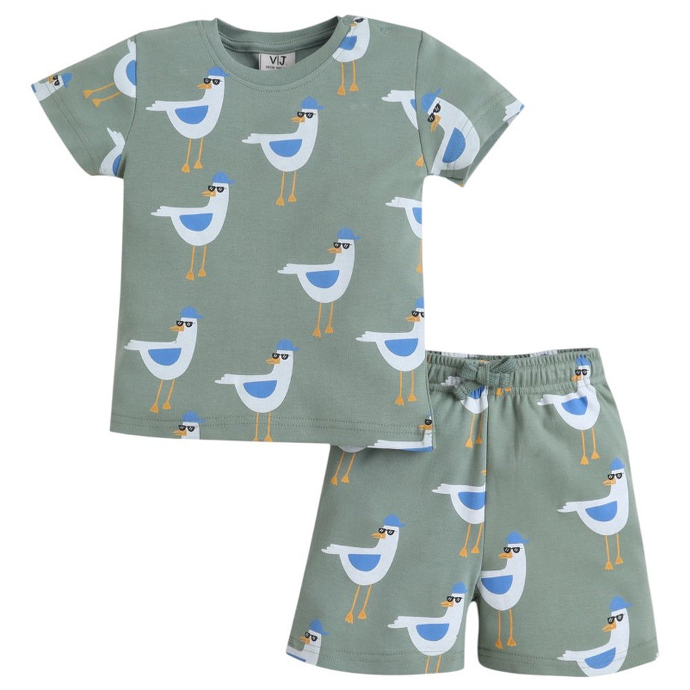 Victor and Jane Infant Boys Bird Print T-Shirt & Shorts - Multicolor - 2 Pcs