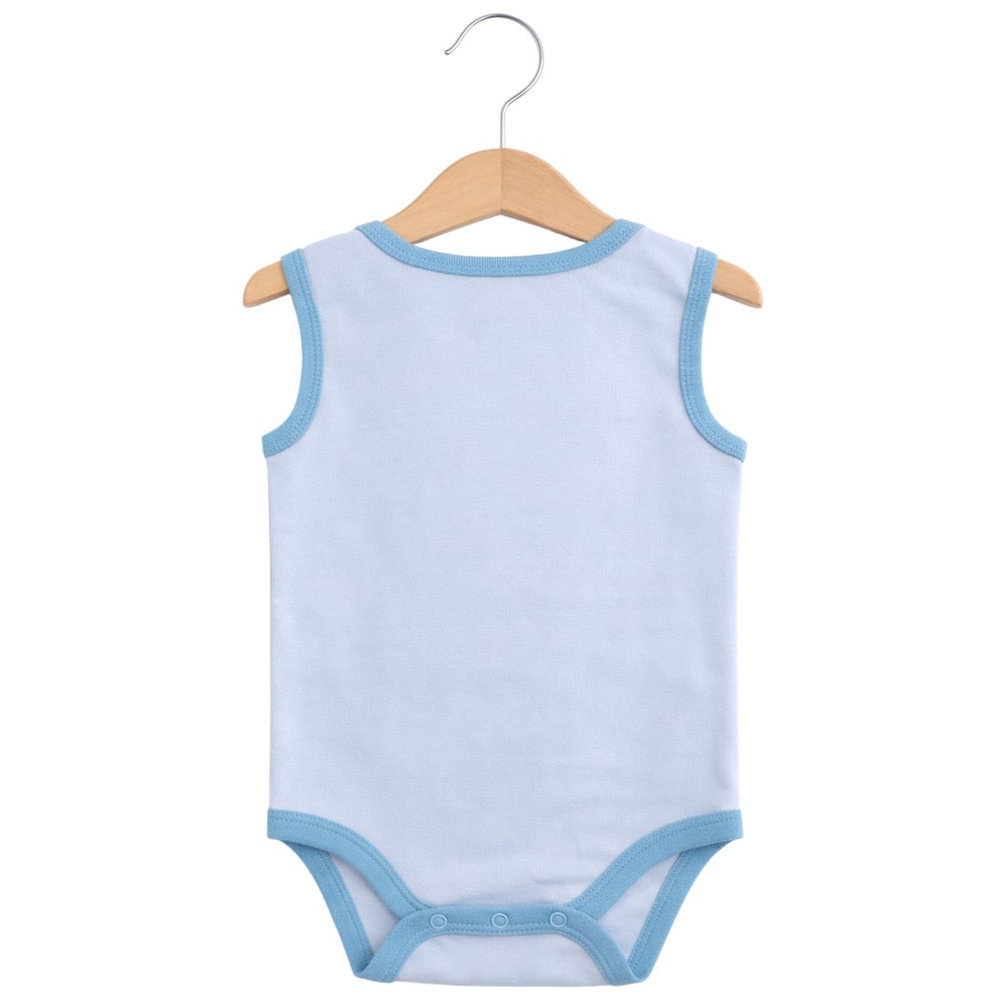 Victor And Jane - 3pc-Set - Baby Boy's Dino Printed Sleeveless Bodysuit - Blue/White