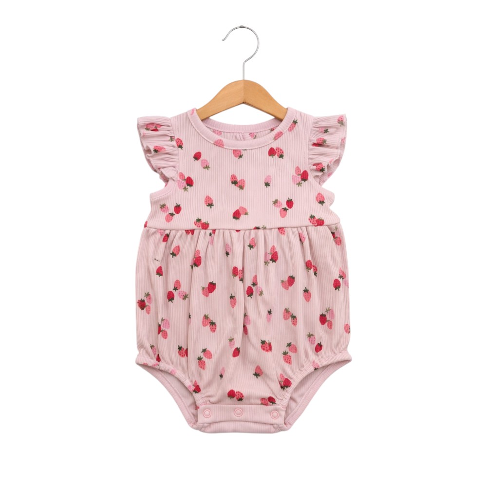 Victor And Jane - 3pc-Set - Baby Girl's Ribbed Cotton Rompers - Pink/Beige