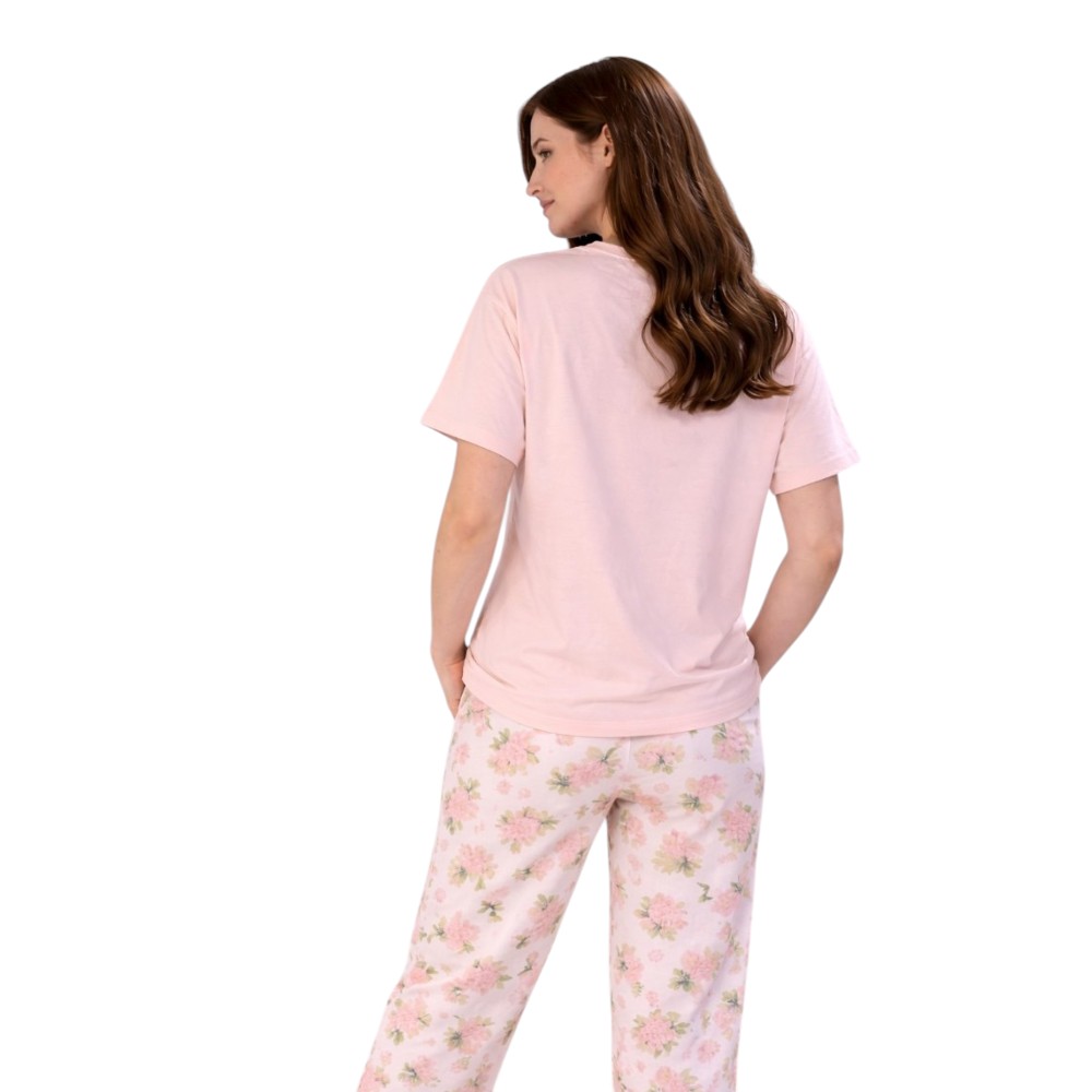 Victor And Jane - 2pc-Set - Women's Rules Maker Graphic Pyjama T-Shirt & Pants - Light Pink