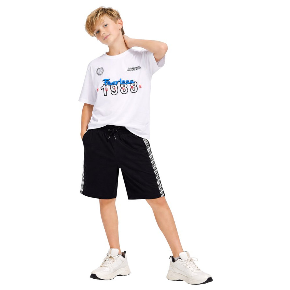 Victor and Jane Boys Fearless 1988 T-Shirt & Shorts - White/Black - 2 Pcs