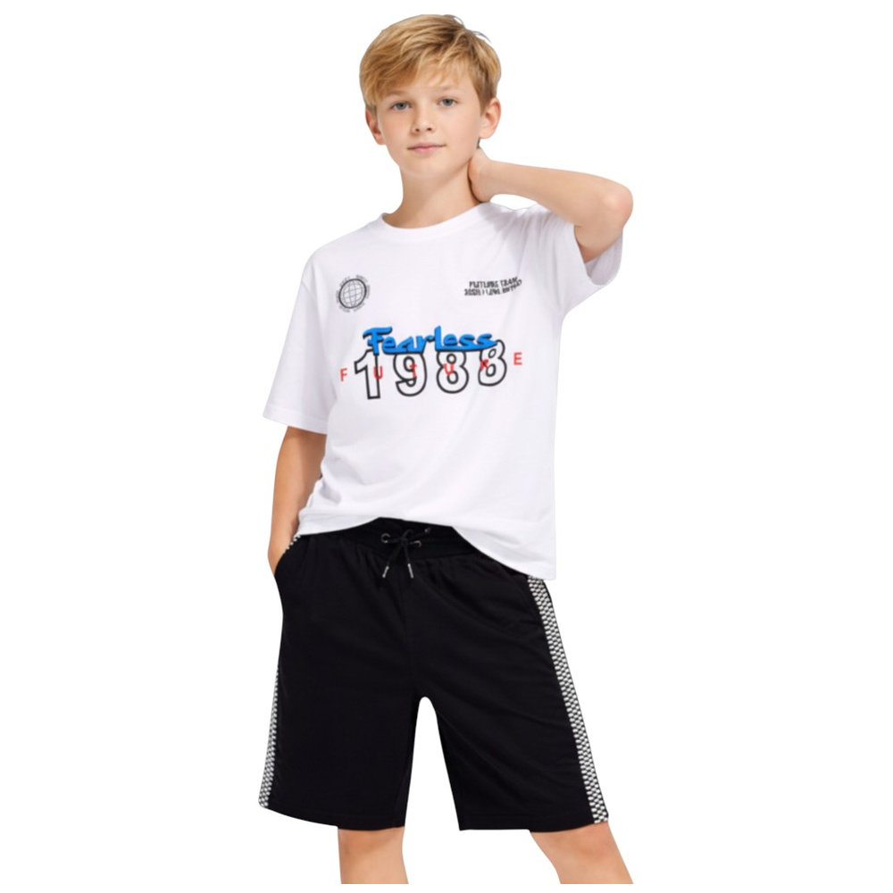 Victor and Jane Boys Fearless 1988 T-Shirt & Shorts - White/Black - 2 Pcs