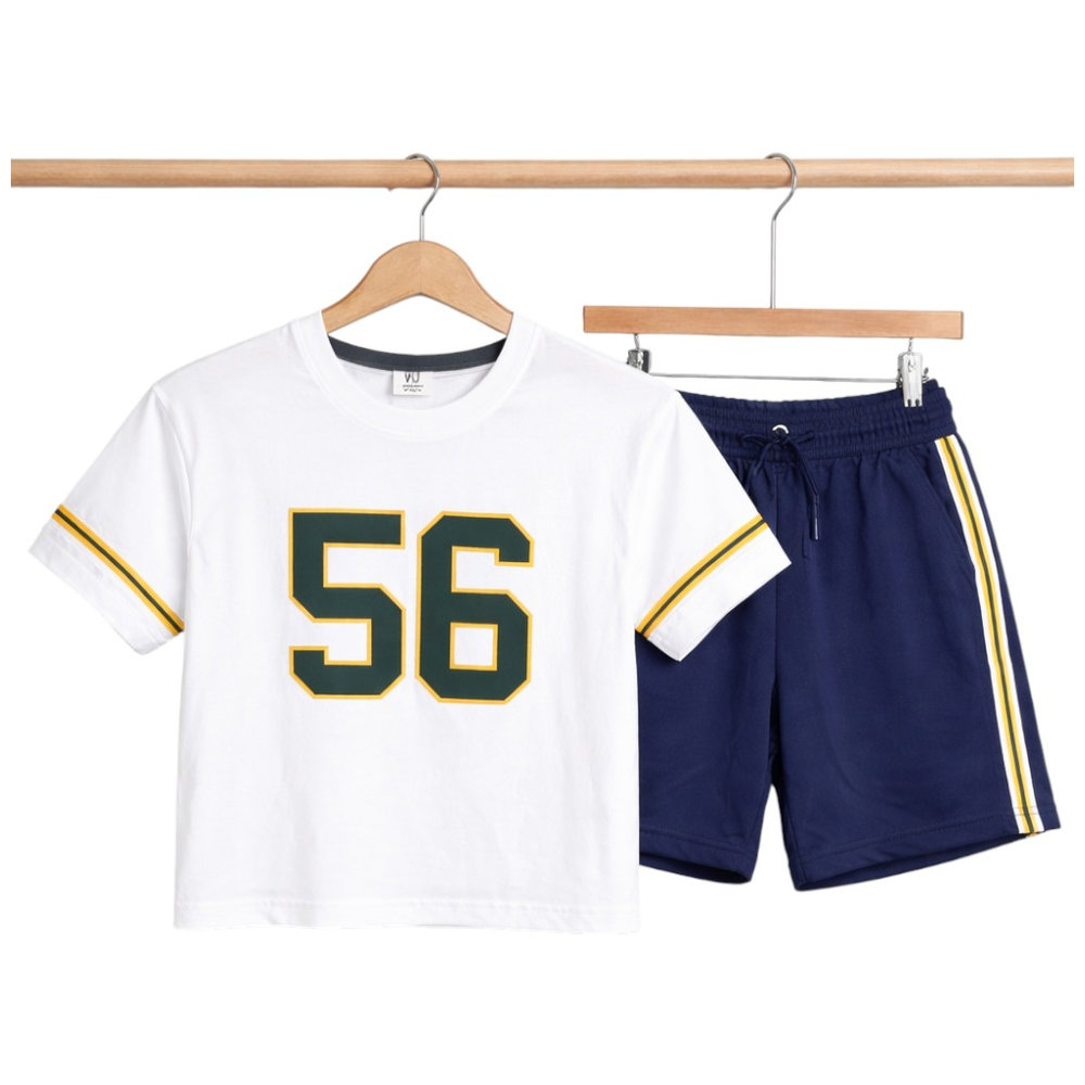 Victor and Jane Boys California 56 T-Shirt & Shorts White/Navy - 2 Pcs