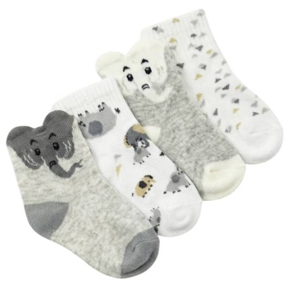 Victor and Jane Baby Monochrome Character Socks White/Grey - 4 Pcs