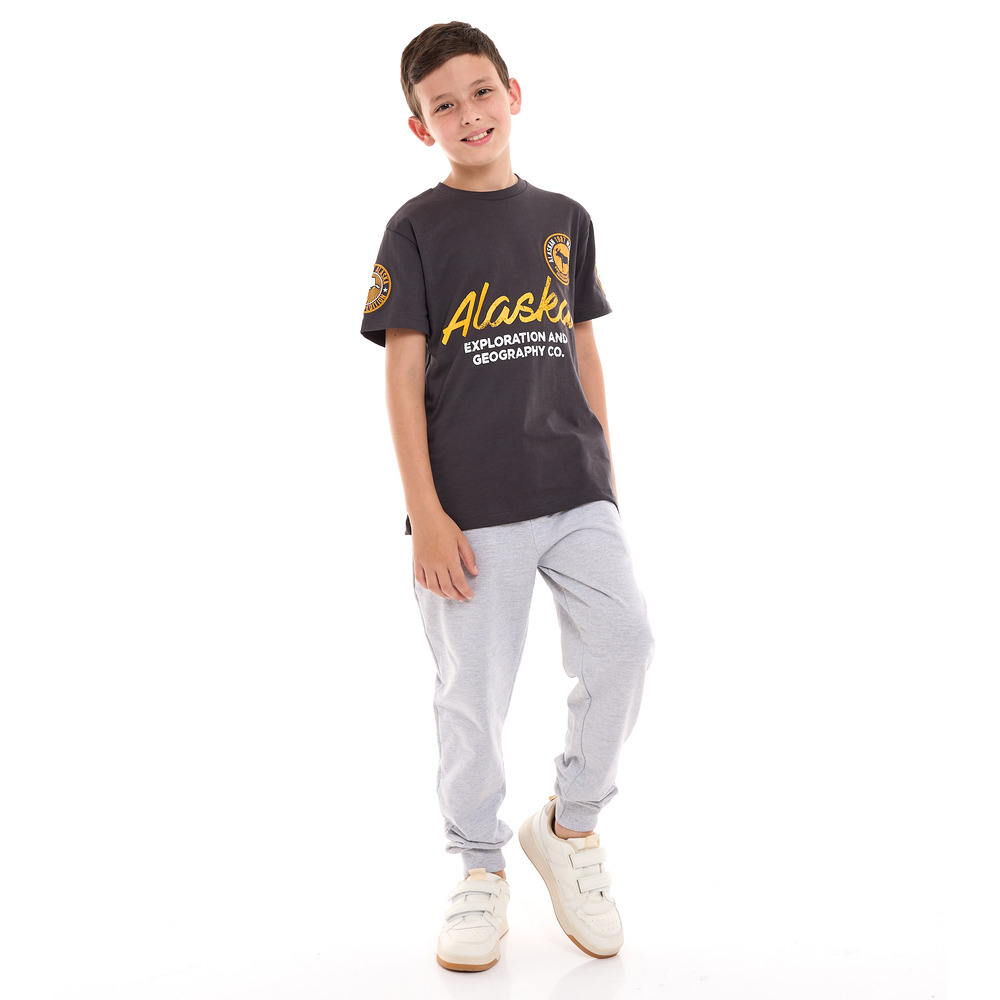 Victor and Jane Boys' T-Shirt and Jogger Grey/Dark - Grey - 2 Pcs