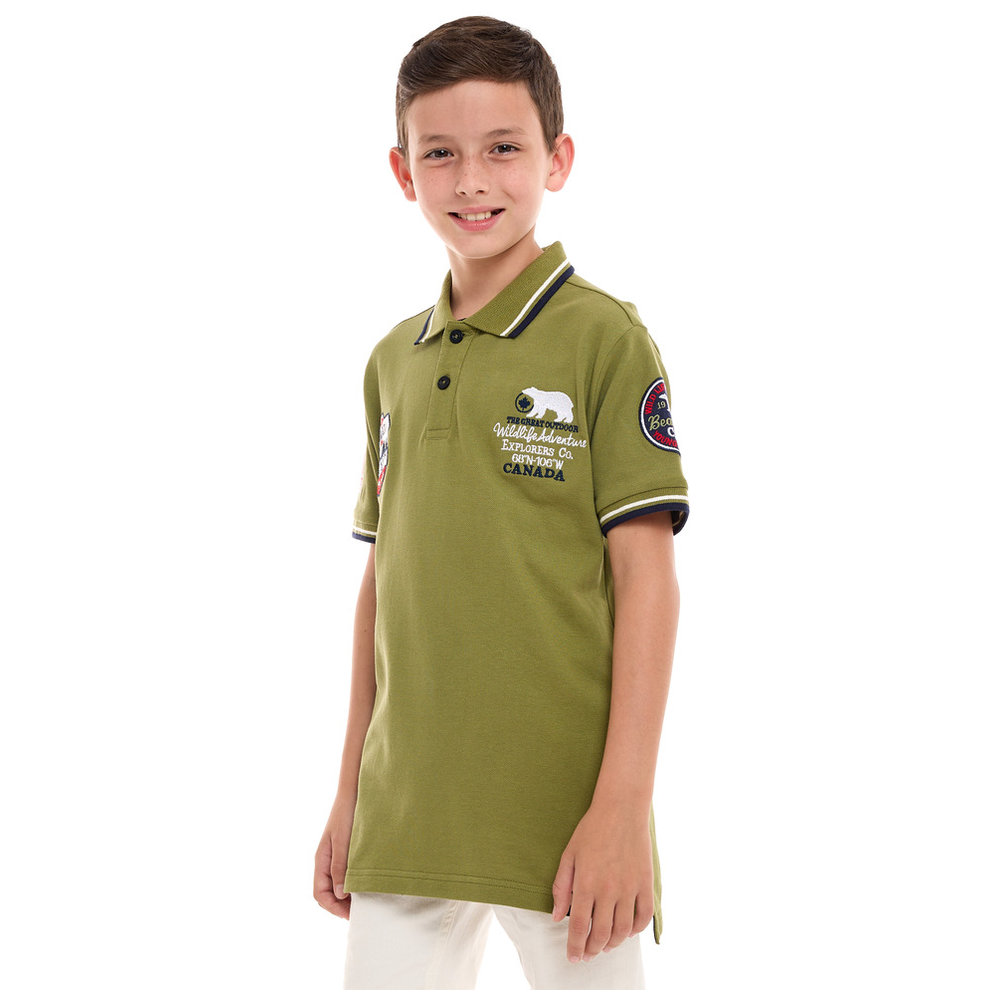 Victor and Jane Classic Style Polo Shirt for Boys - Green