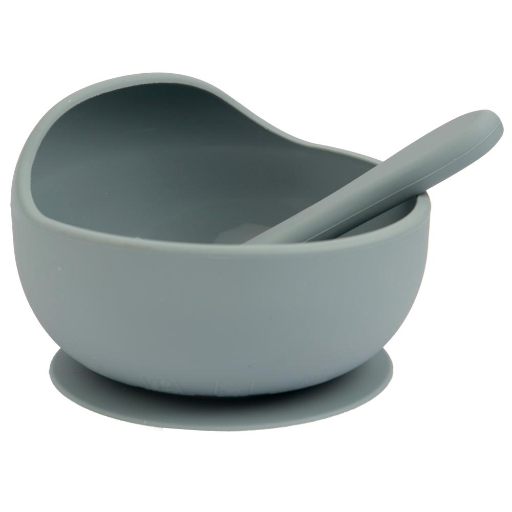 Babies Basic Silicone Bowl & Spoon Feeding Set - 2pcs - Indigo