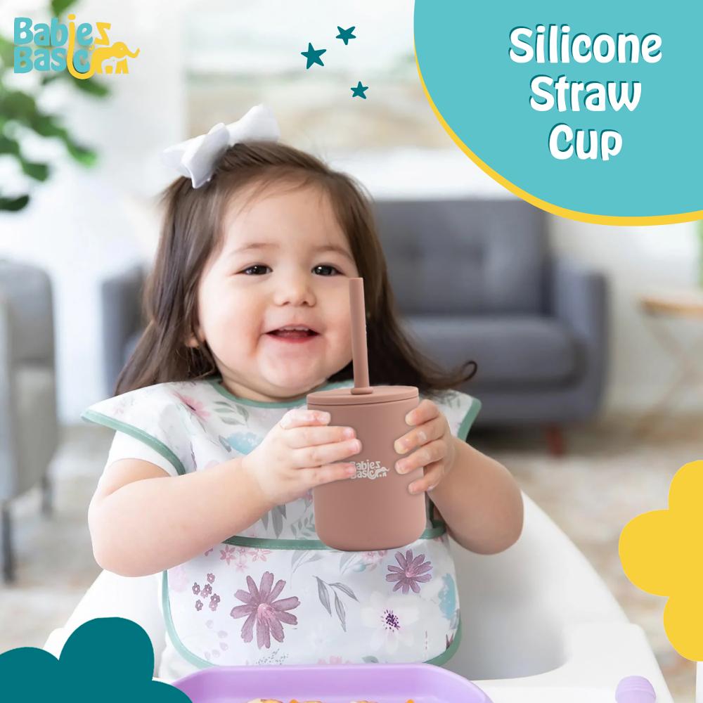 Babies Basic - Stage 3 Silicone Trainer Cup with Straw - Pink