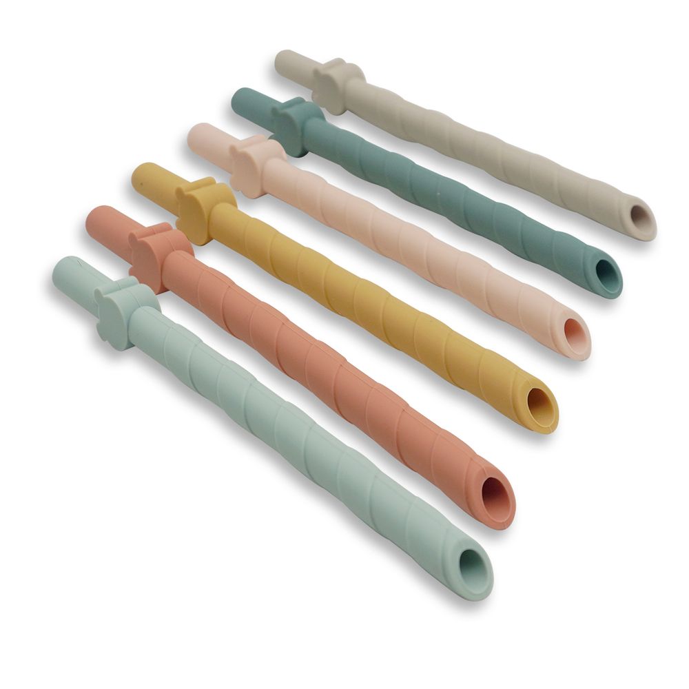 Babies Basic - Reusable Silicone Straws With Straw Cleaner - Pack of 7