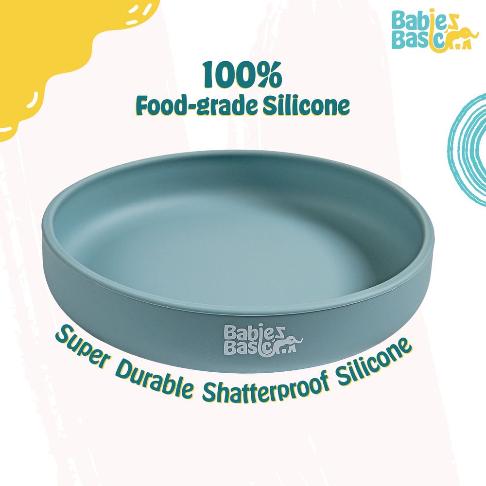Babies Basic Baby Feeding Silicone Plate With Suction - Blue