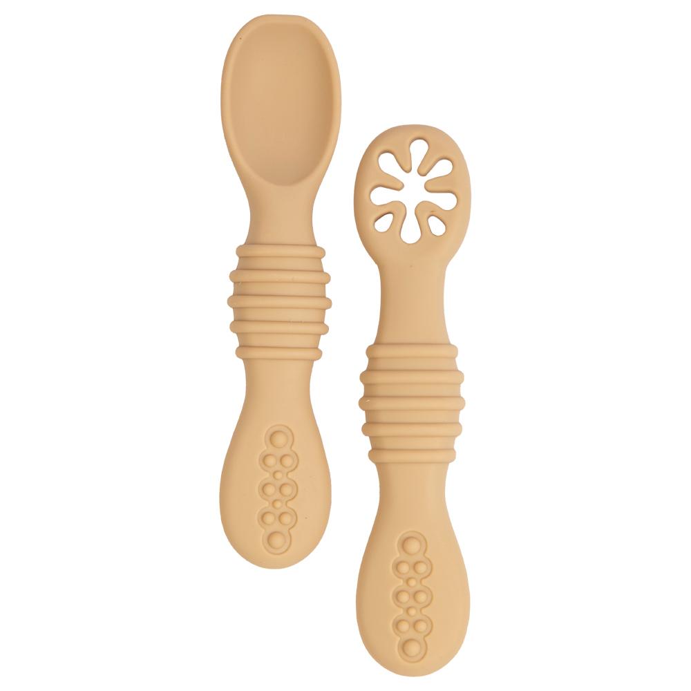 Babies Basic First Stage Silicone Training Spoon With Masher - Cream