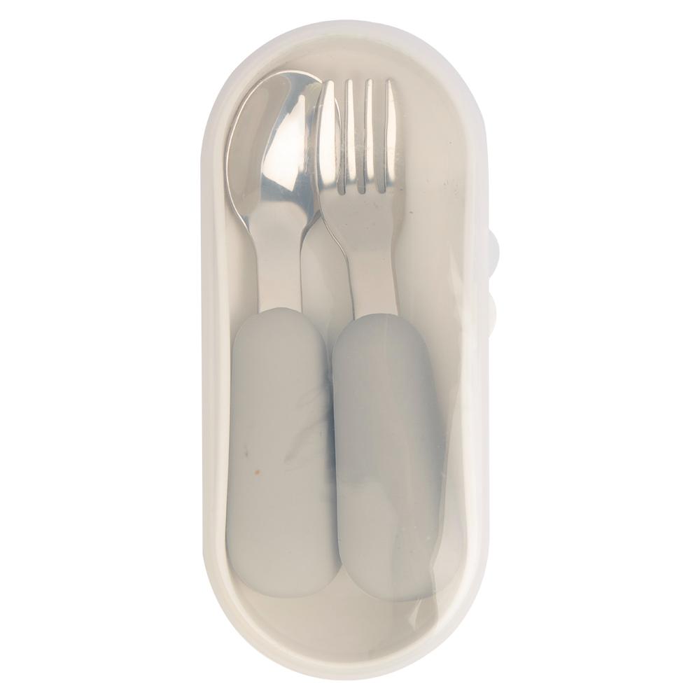 Babies Basic Stainless Steel Spoon & Fork Cutlery Set - 2pcs - Grey