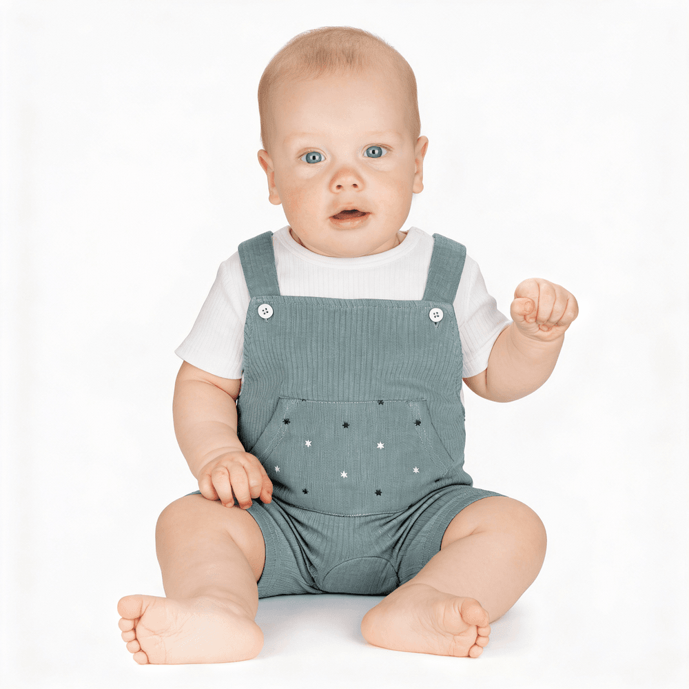 Babies Basic Dungaree with T-Shirt - Green - 2 Pcs