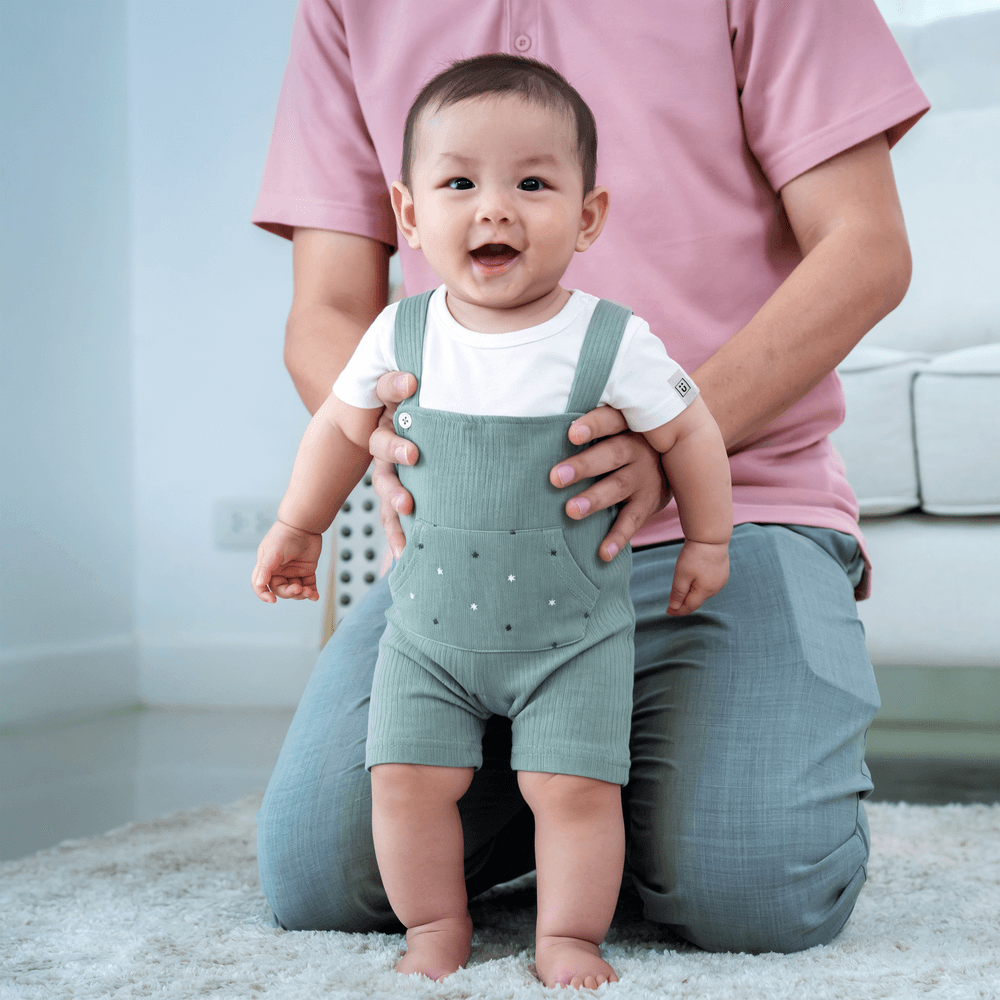 Babies Basic Dungaree with T-Shirt - Green - 2 Pcs