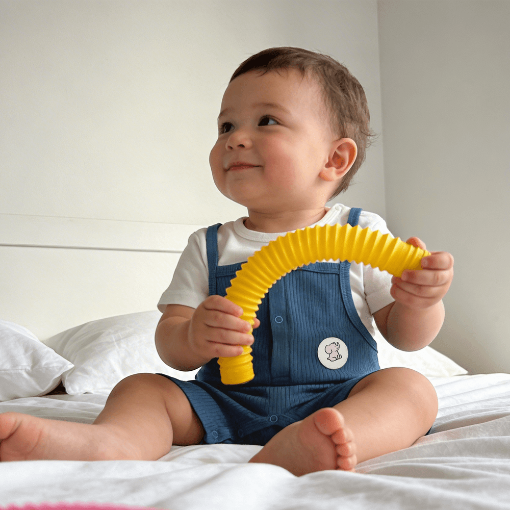 Babies - Basic Ribbed Cotton Dungaree With Short Sleeves T-shirt