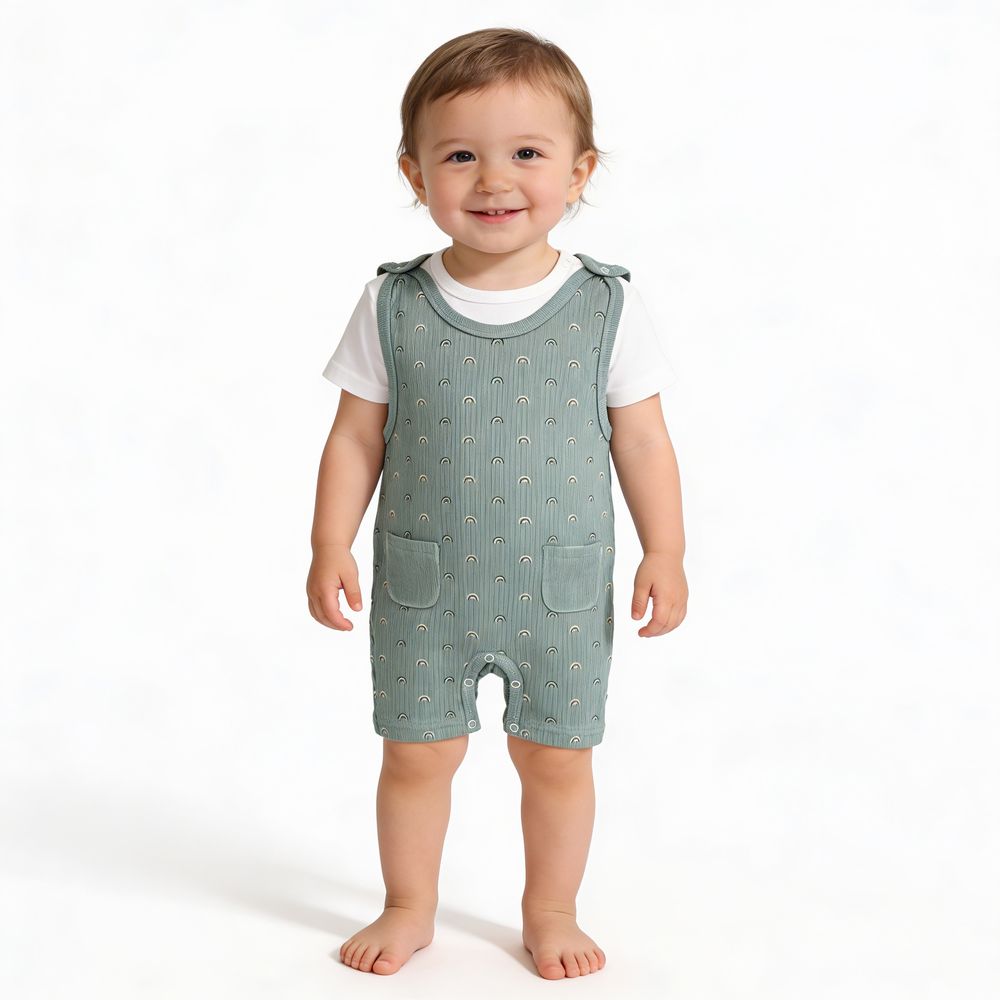 Babies Basic Cotton Dungaree with T-Shirt - 2 Pcs