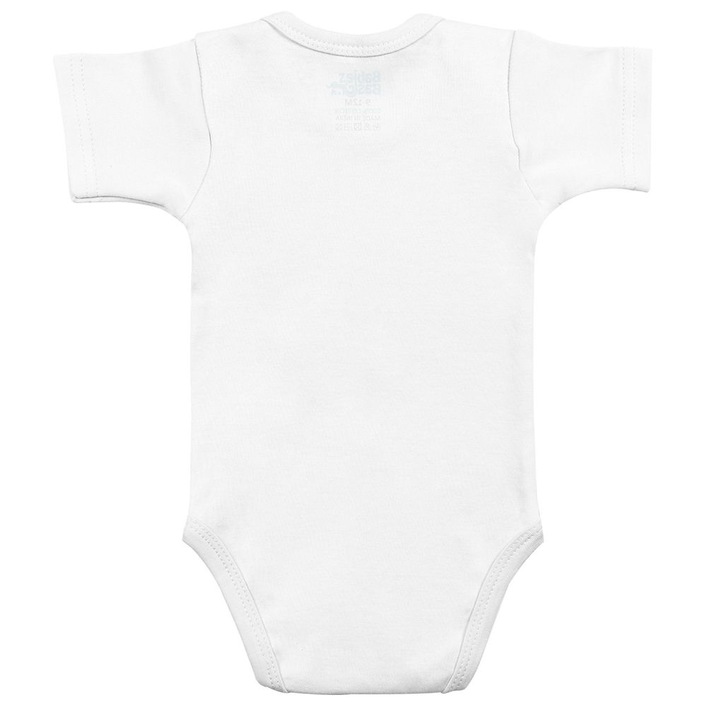 Babies Basic 100% Cotton Short Sleeves Bodysuit - White - 6 Pcs