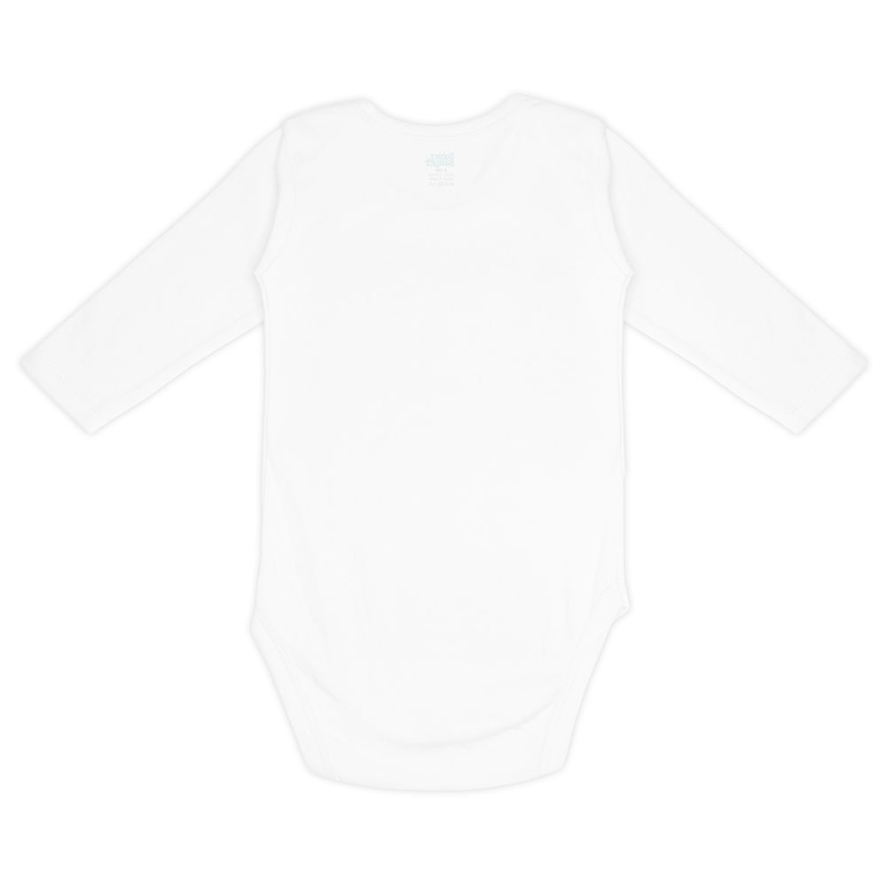 Babies Basic 100% Cotton Long Sleeves Bodysuit - White - 6 Pcs