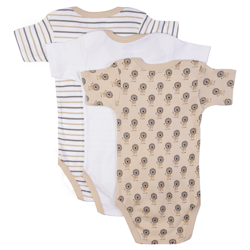 Babies Basic Printed Cotton Romper - 3 Pcs