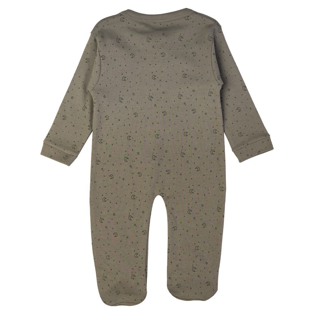 Babies Basic Printed Cotton Long Sleeves Jumpsuit/Romper - Grey