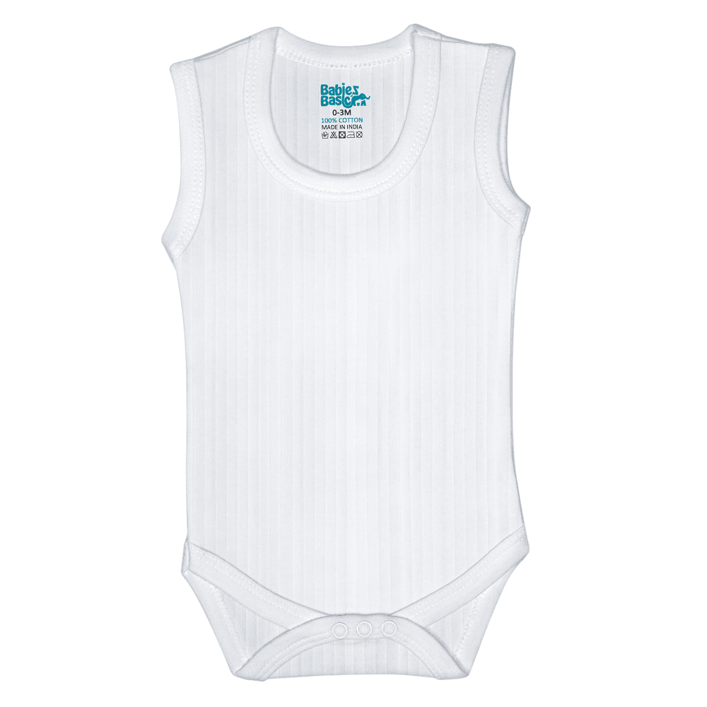 Babies Basic Baby' Sleeveless Cotton Bodysuit - White - 3 Pcs