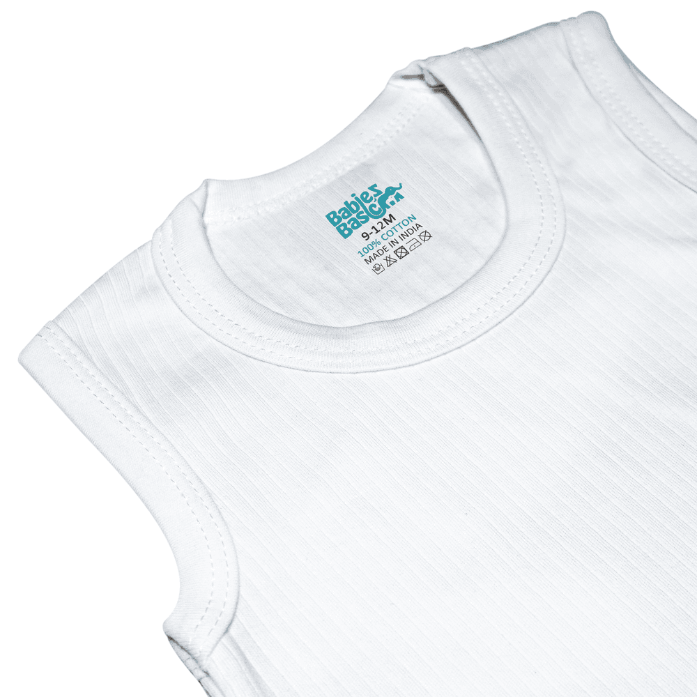 Babies Basic Baby' Sleeveless Cotton Bodysuit - White - 3 Pcs
