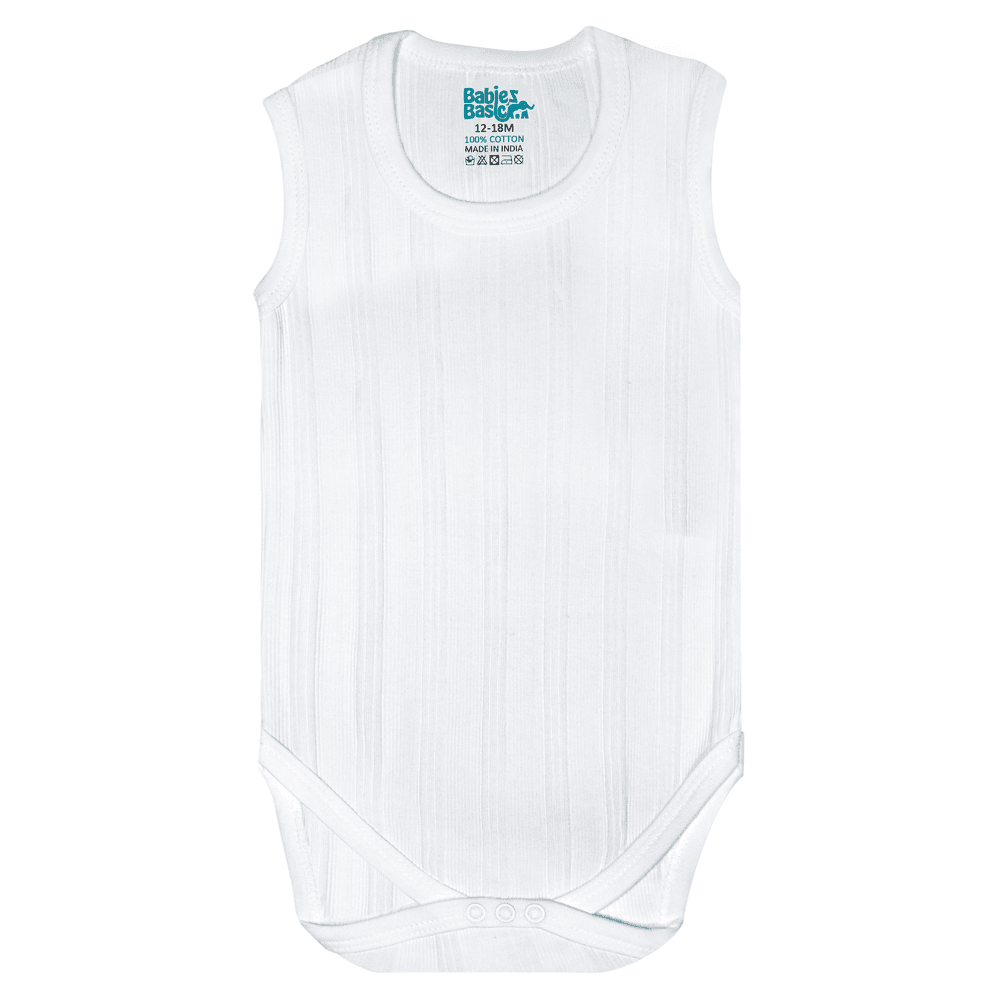 Babies Basic Baby' Sleeveless Striped Bodysuit - White - 3 Pcs