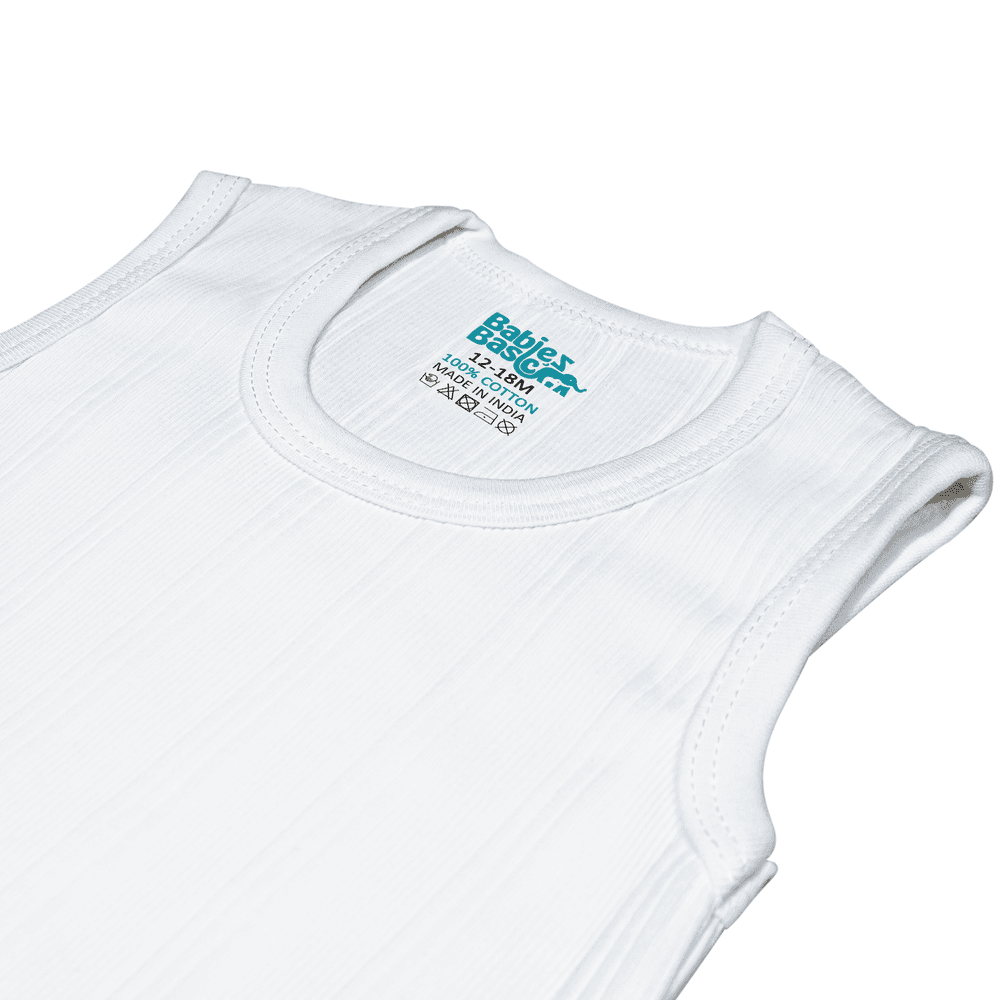 Babies Basic Baby' Sleeveless Striped Bodysuit - White - 3 Pcs