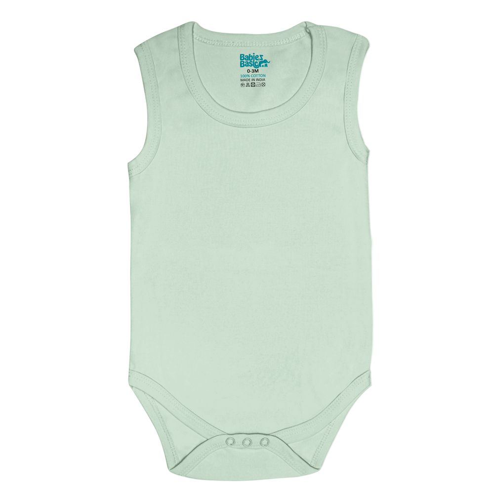 Babies Basic Baby' Sleeveless Bodysuit Green/Beige/Blue/Mocha - 4 Pcs