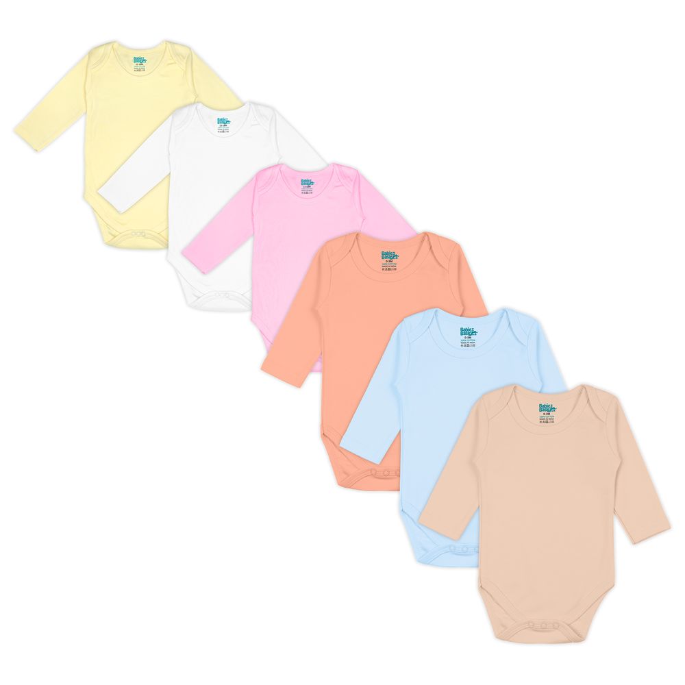 Babies Basic Cotton Romper/Bodysuit Color 6pc Set - Multi