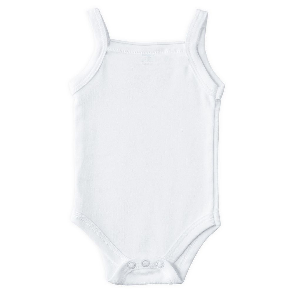 Babies Basic Girl's Sleeveless Romper - White - 3 Pcs