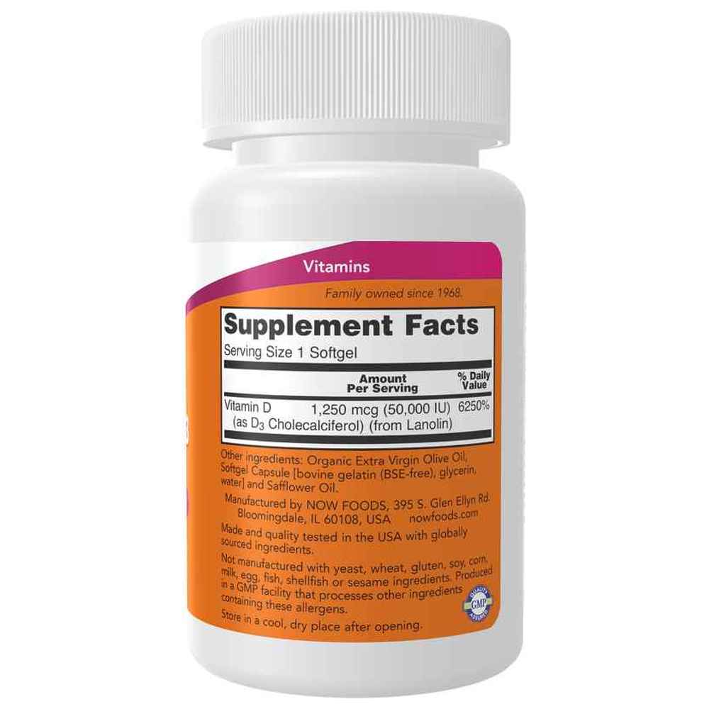 NOW - Vit D3 50,000 IU Softgels - 50 Pcs