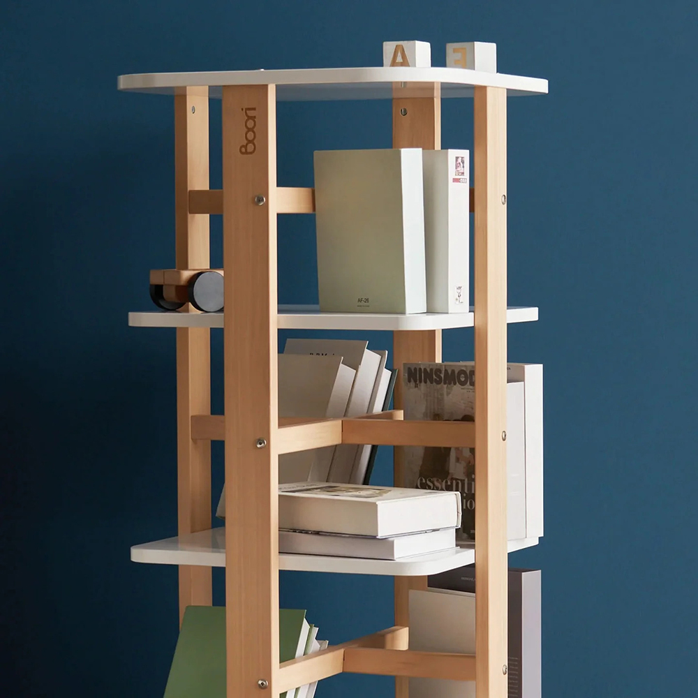 Boori - Tidy Rotating Bookshelf - Barley White/Almond