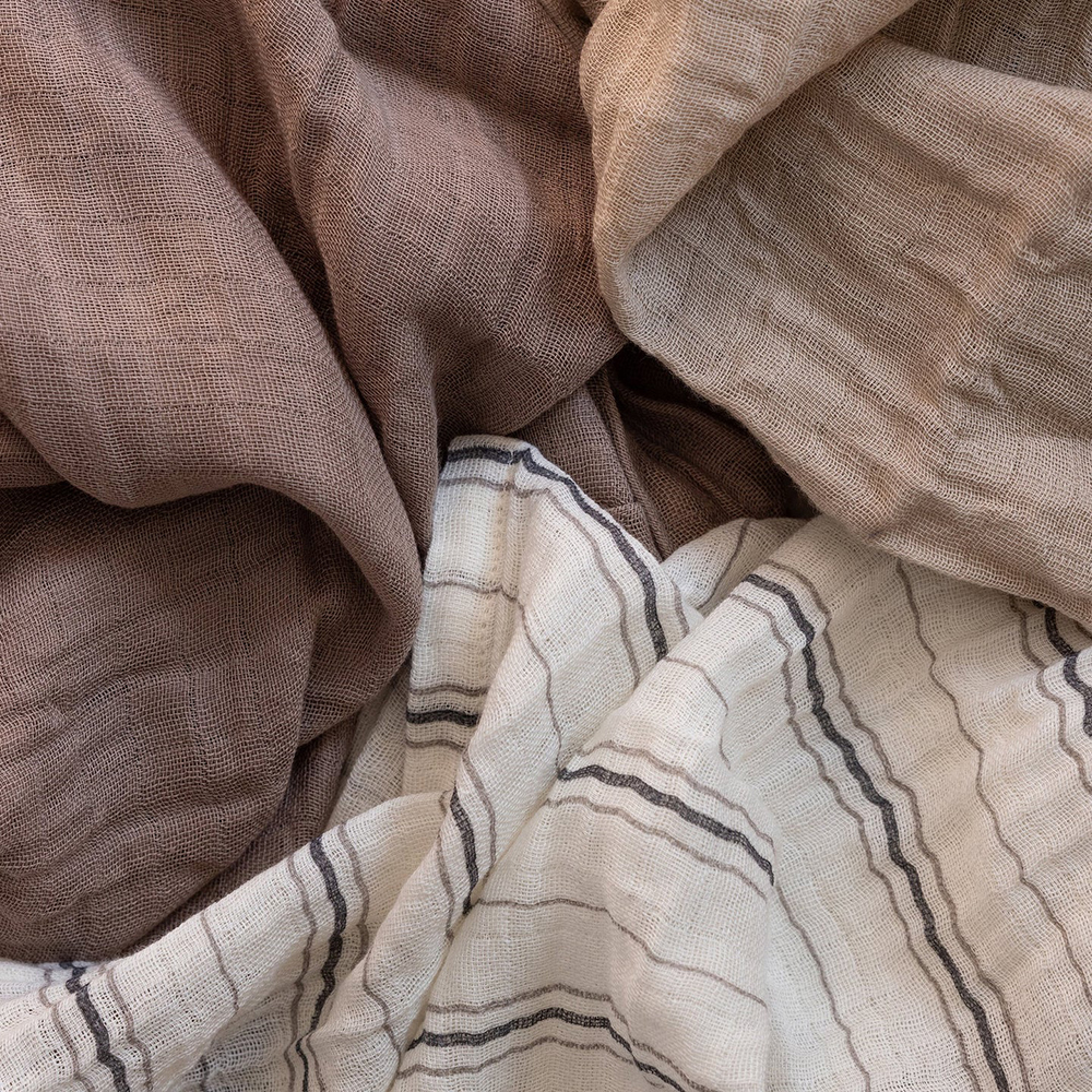 Sebra - Baby Muslin Towel - Cream Stripe - 3 Pc Set