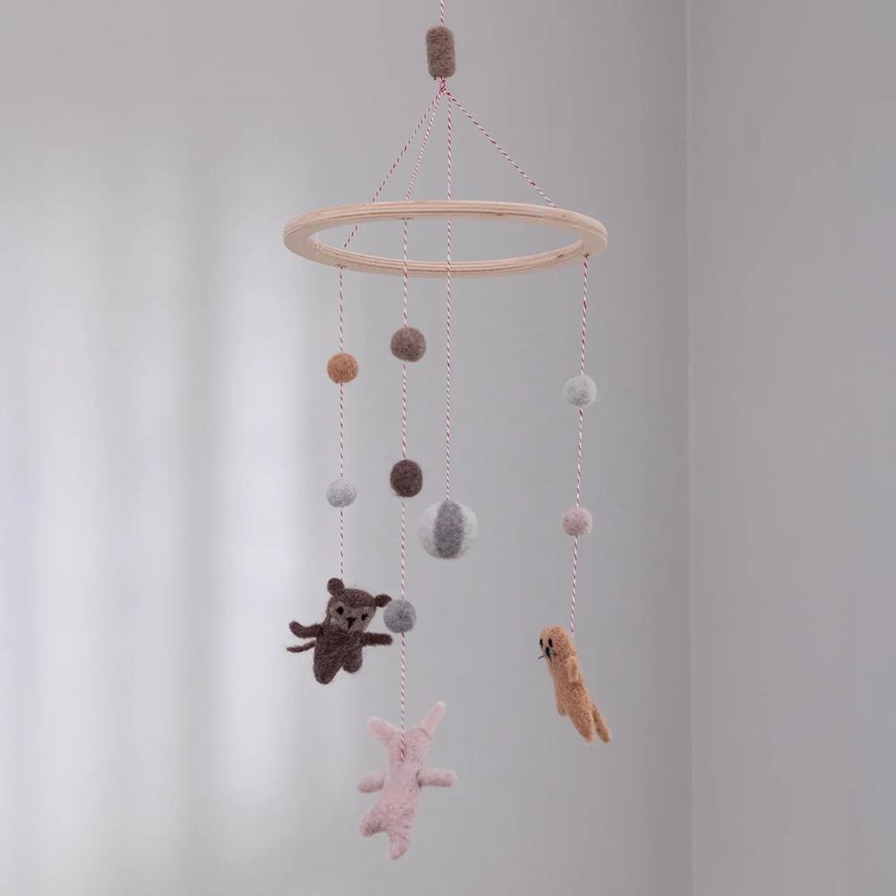 Sebra - Baby Cot Mobile - Felted Teeny Toes