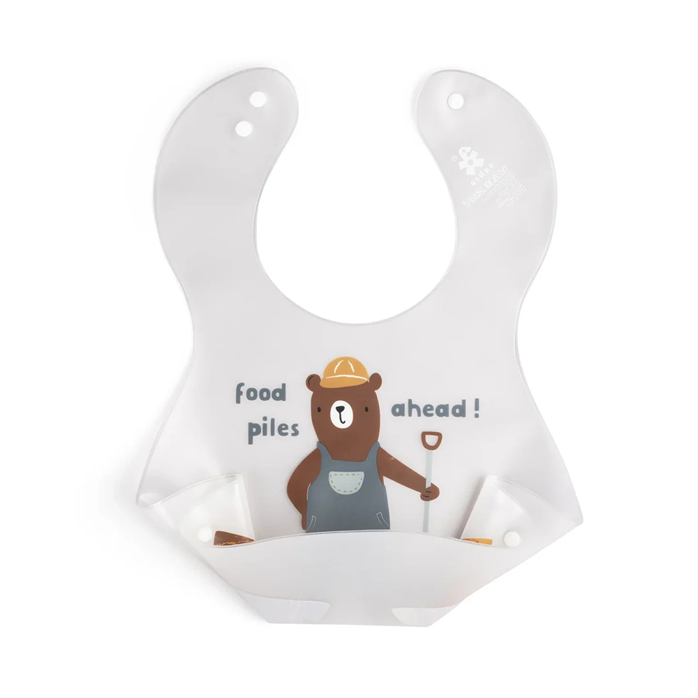 Sebra - Printed Baby Bib - Busy Builders - 2 Pc Set