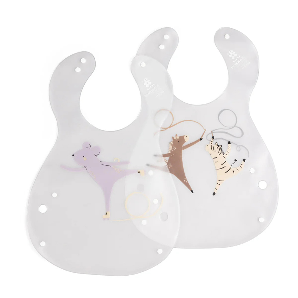 Sebra - Printed Baby Bib - Teeny Toes - 2 Pc Set