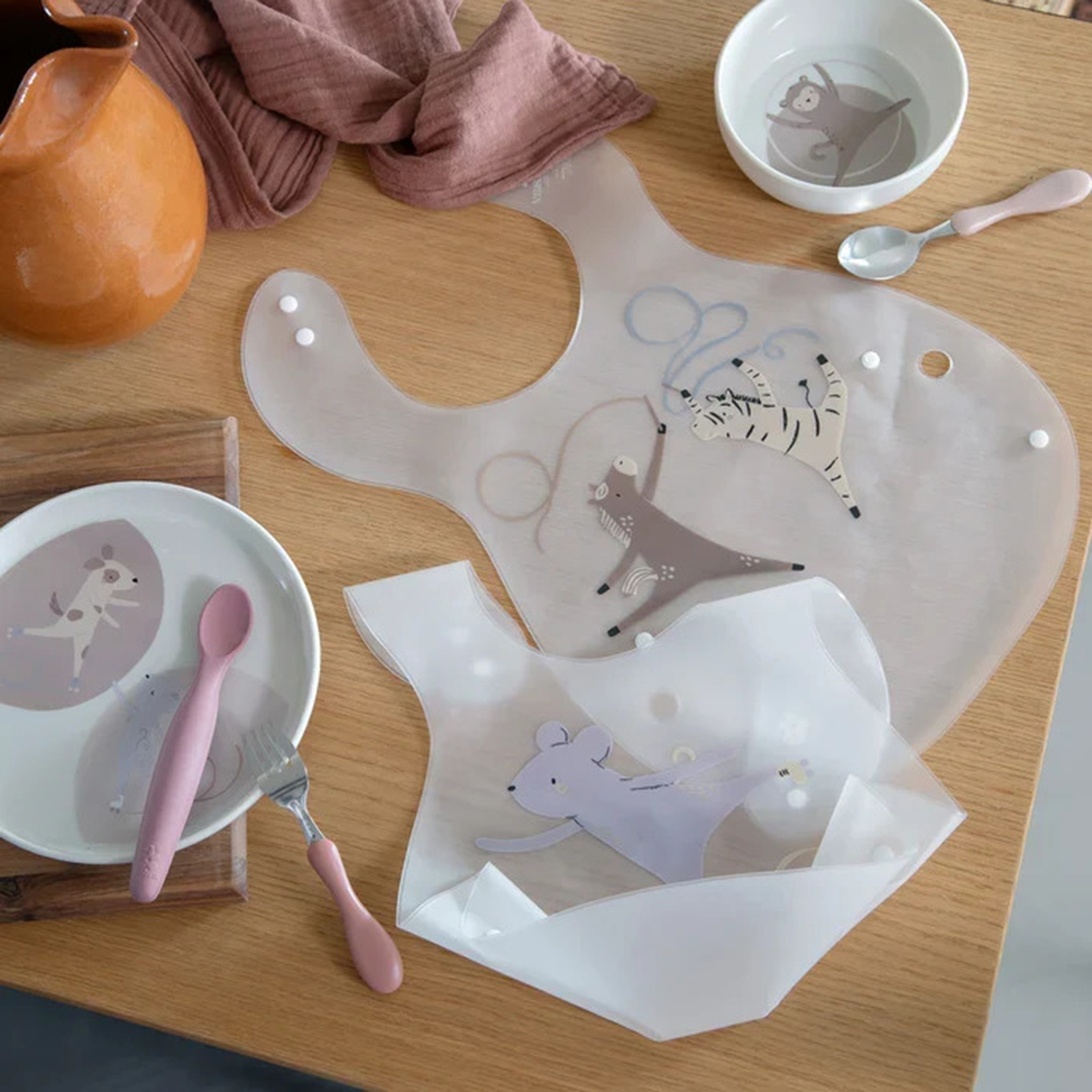 Sebra - Printed Baby Bib - Teeny Toes - 2 Pc Set