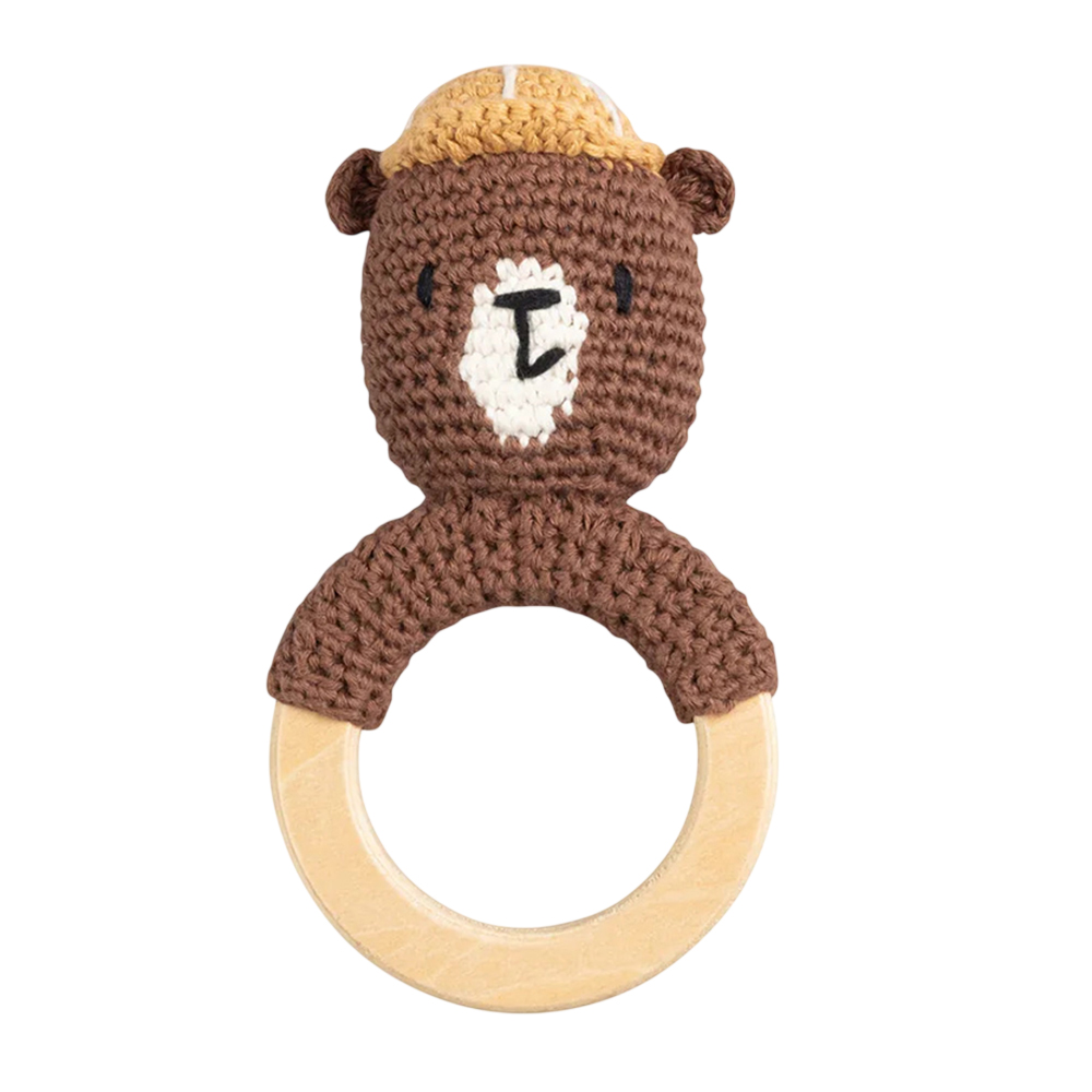 Sebra - Crochet Ring Rattle Toy - Bear