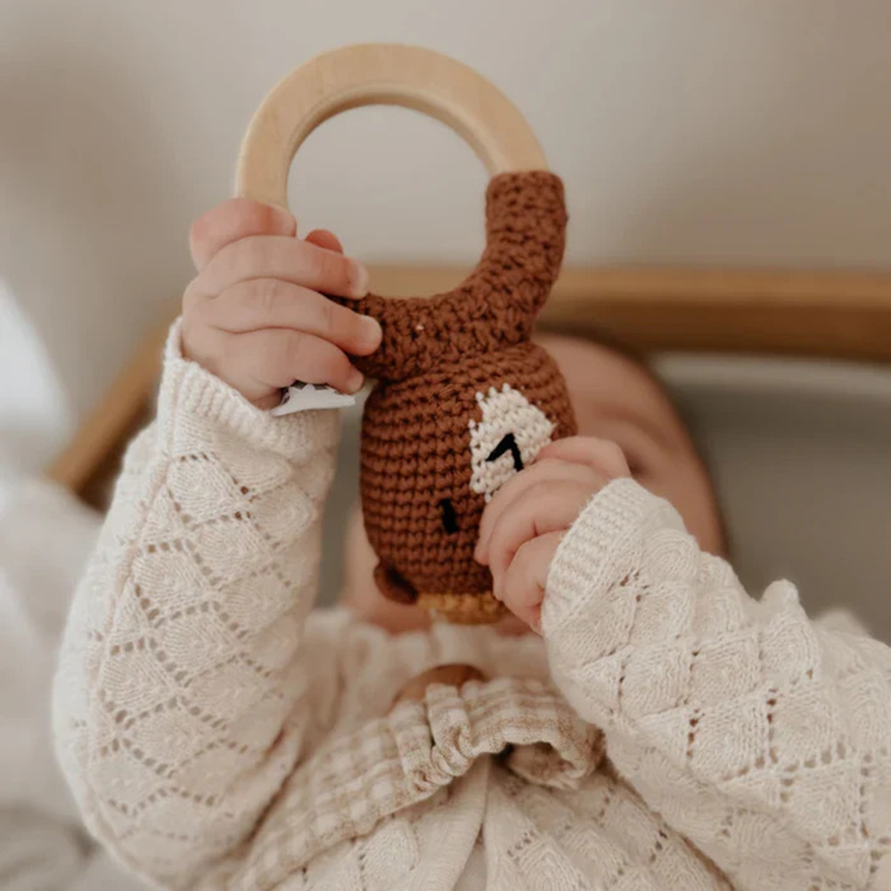 Sebra - Crochet Ring Rattle Toy - Bear