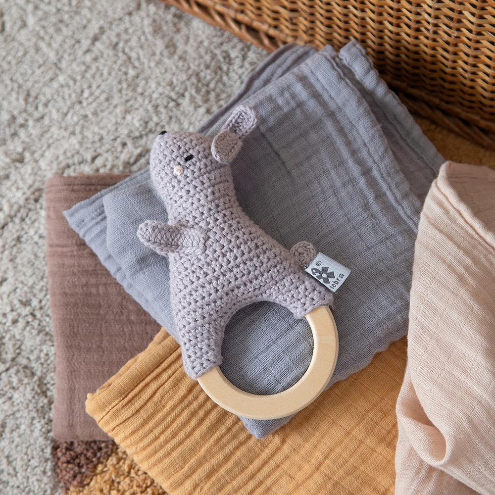 Sebra - Crochet Ring Rattle Toy - Rabbit