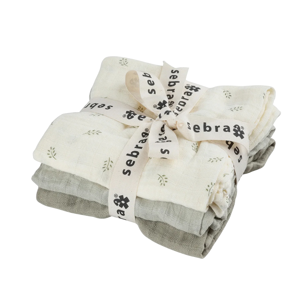 Sebra - Baby Muslin Towel - Mist Green - 3 Pc Set