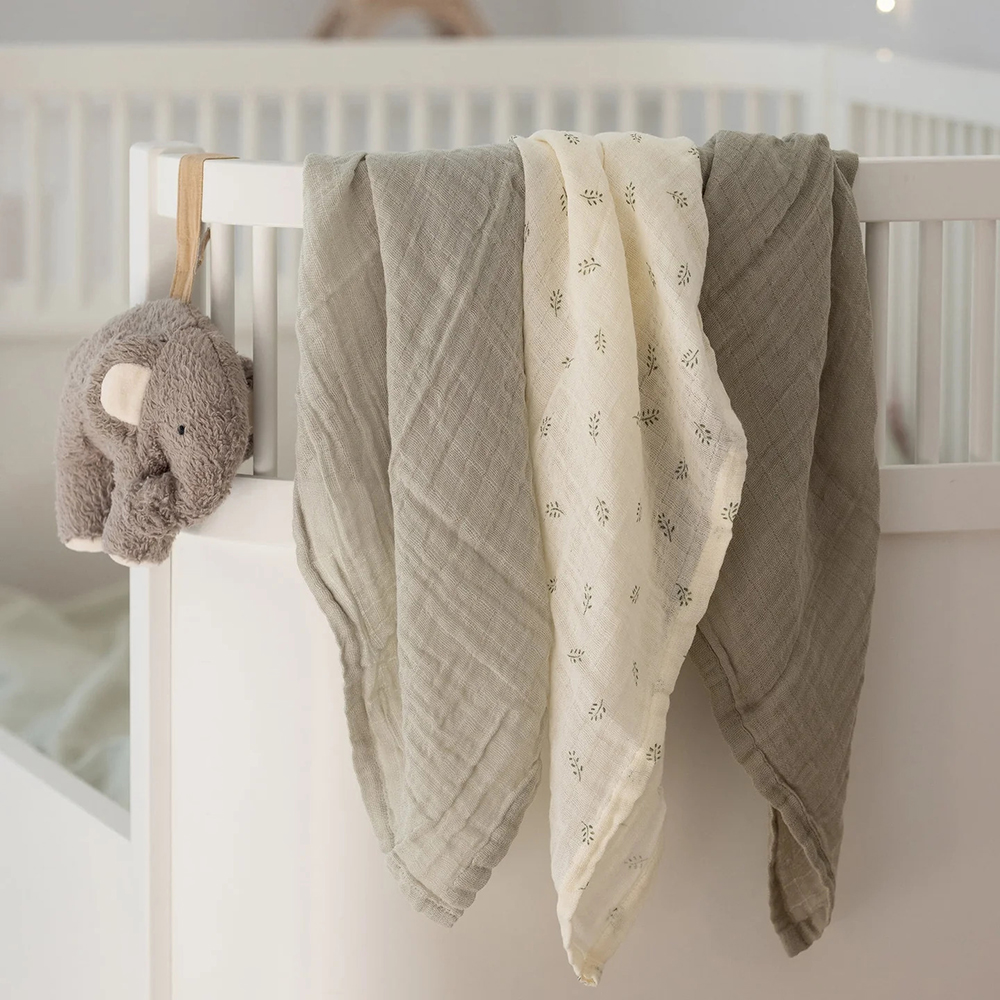 Sebra - Baby Muslin Towel - Mist Green - 3 Pc Set