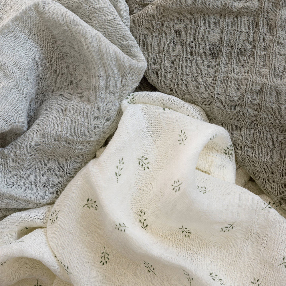 Sebra - Baby Muslin Towel - Mist Green - 3 Pc Set