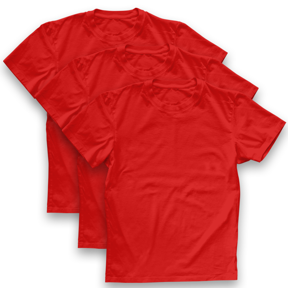 Twinkle Hands Unisex Short Sleeve Cotton T-Shirt Pack of 3 - Red