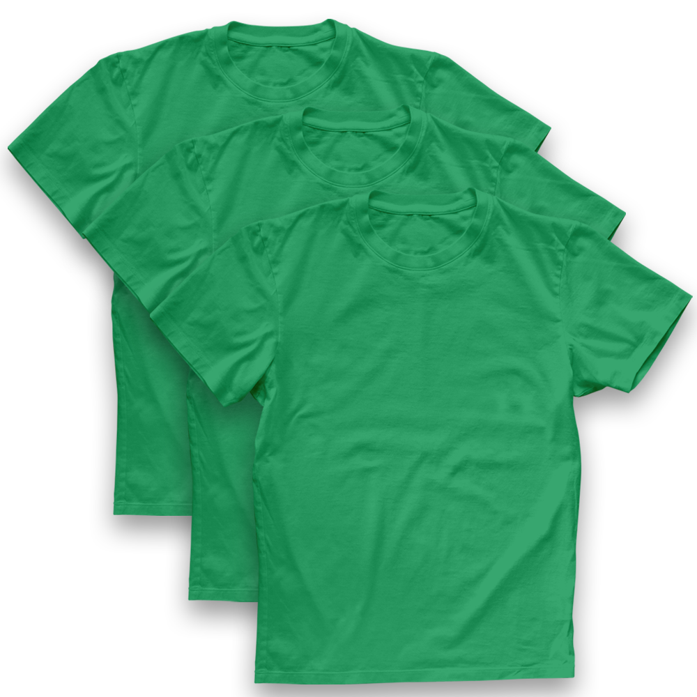 Twinkle Hands Unisex Short Sleeve Cotton T-Shirt Pack of 3 - Green