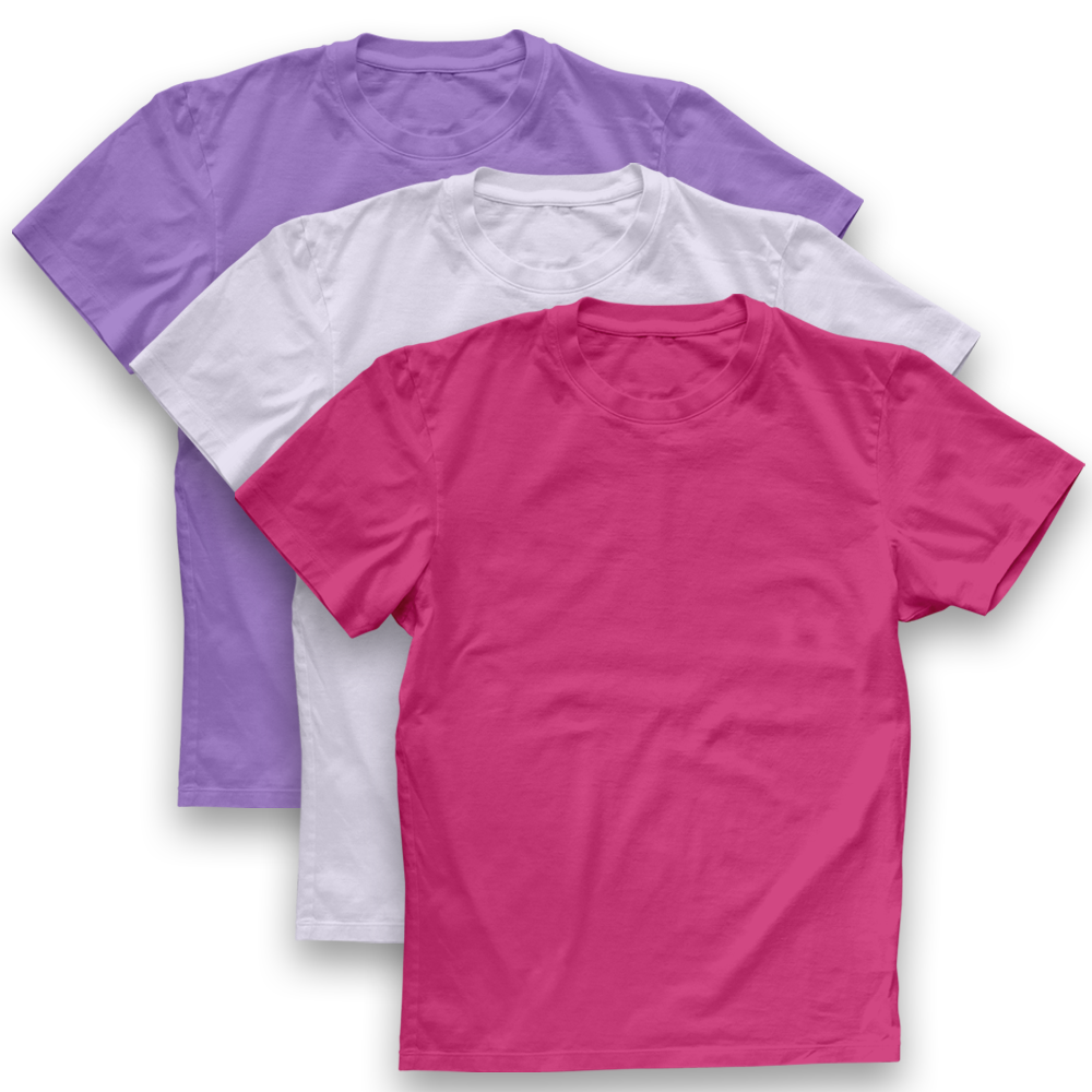 Twinkle Hands Short Sleeves T-Shirt Pink/White/Purple - 3 Pcs
