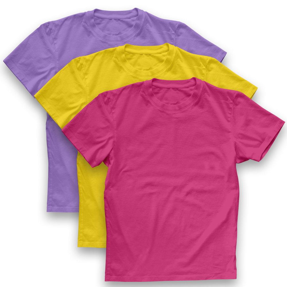 Twinkle Hands Short Sleeves T-Shirt Pink/Yello - Purple - 3 Pcs